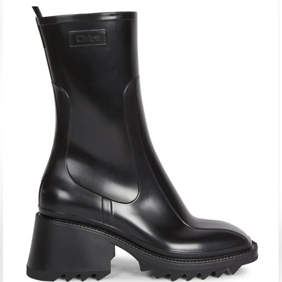 Chloé Betty Black Rubber Rain Boots – Size 41 - Picture 1 of 13